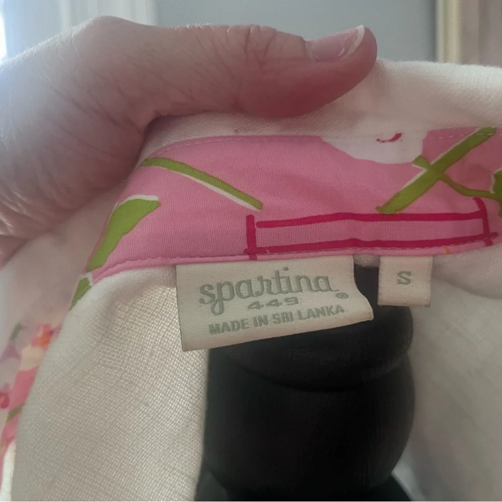Spartina 449 Pearl White Belted Eliza Sleeveless Linen Shirt Dress • Size S